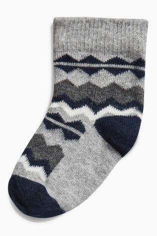 Navy/Teal Socks Five Pack (Younger Boys)